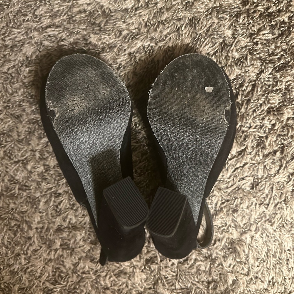 Free Press Black Suede Peep Toe Slingback Heels – Size 7.5 - Picture 5 of 5